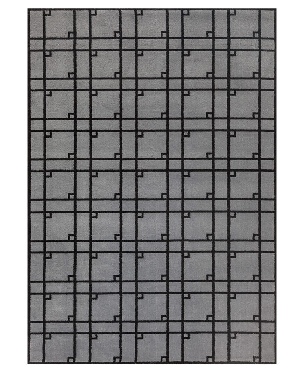 Alfombra de lana moderna gris negro Colección Arenal, vista aérea