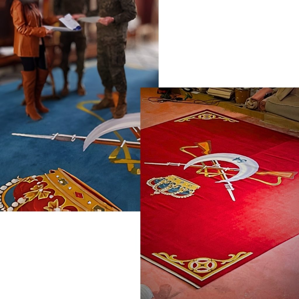 Collage de dos alfombras a medida para instituciones militares