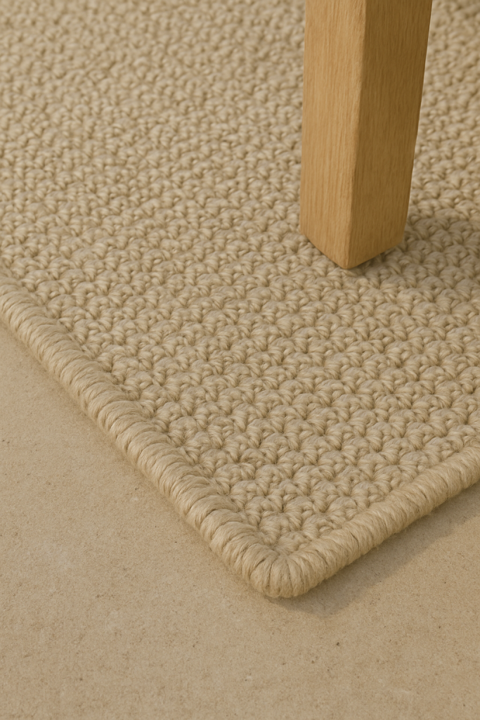 Detalle de una alfombra de fibras naturales (primer plano)