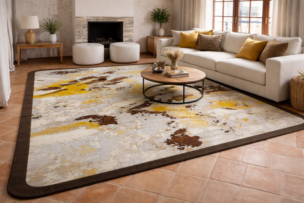 Alfombra elegante de diseño en un salón de casa de lujo