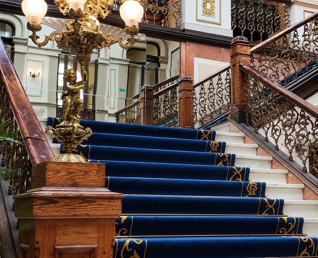 Una elegante alfombra de escaleras exteriores